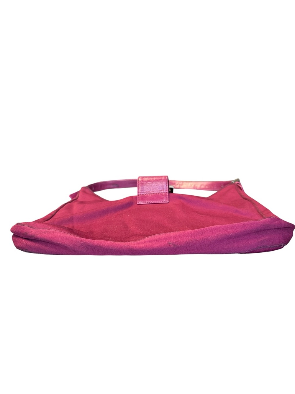 Vintage Fendi FF Neoprene Mamma Baguette Fuchsia Pink Leather Trim Shoulder Bag - Picture 12 of 12
